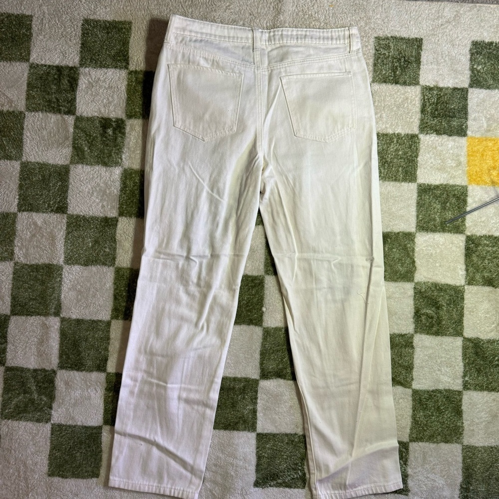 NWOT BP Nordstrom White Heavily Distressed Slim Straight Jeans Size 31 - Picture 4 of 10